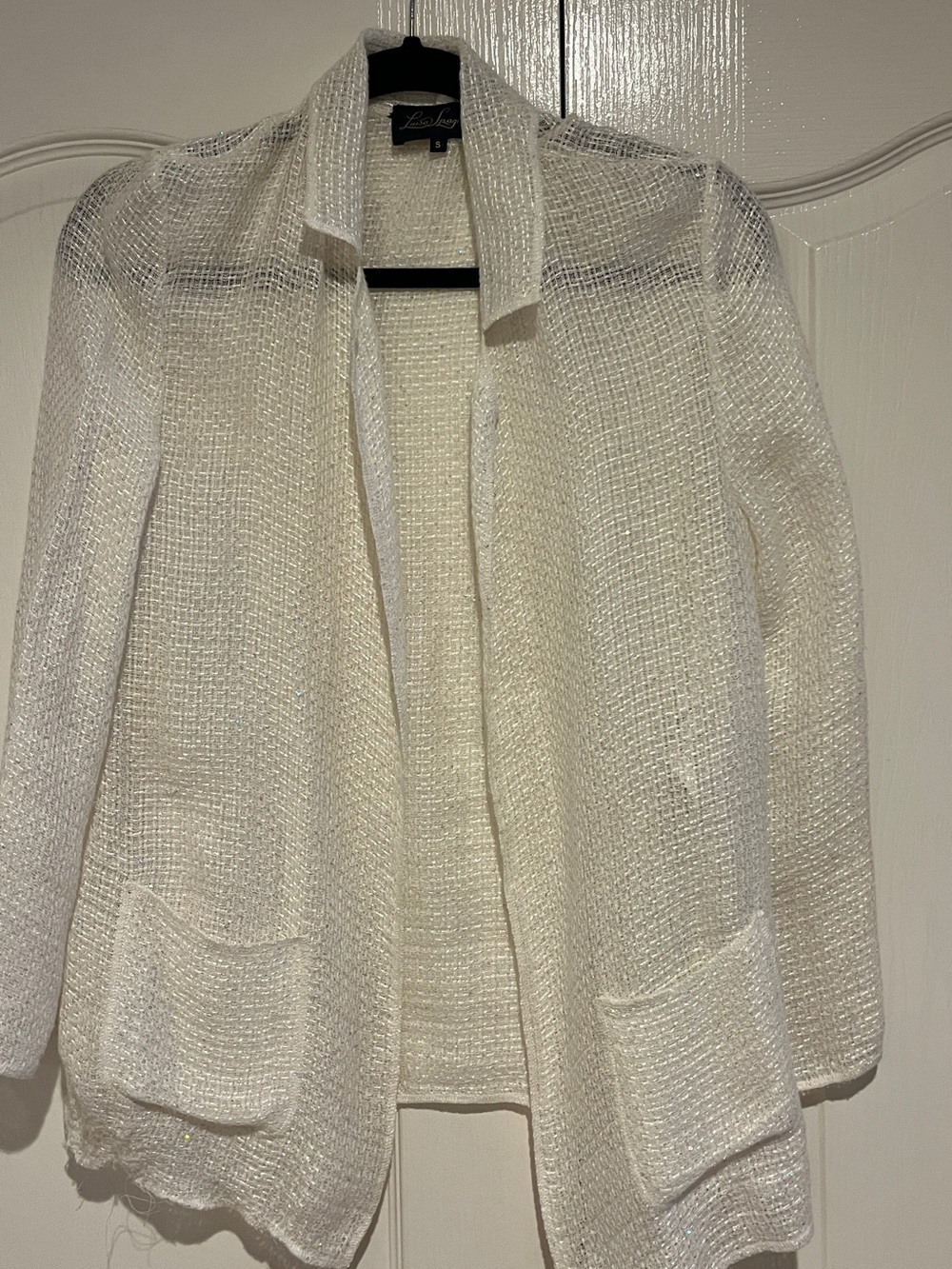 Luisa Spagnoli Cream Open-Weave Knit Blazer
